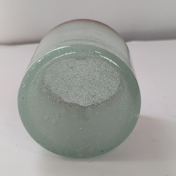 Handblown Bubble Tumbler Glass Wine Tumbler Candle Holder Votive Amber Rim - Picture 5 of 5